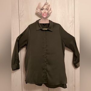 Dark Green satin long sleeve shirt